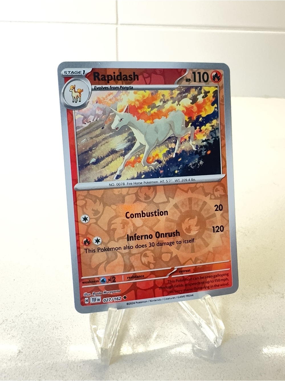 Pokemon TCG Card -  Rapidash [Reverse Holo] #27 Pokemon Temporal Forces